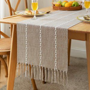 15*48 inches Rustic Linen Boho Braided Striped Table Runners